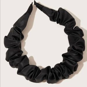 Black Runched PU Headband